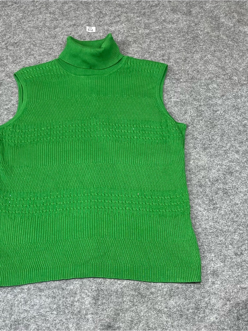 KIM ROGERS Signature Women's L Green Sleeveless T-Neck Rayon Nylon Sweater Top